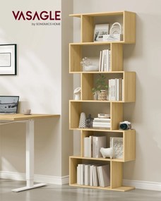 Estante livros sala elegante com 6 prateleiras 24 x 70 x 190,5 cm Cor de carvalho natural