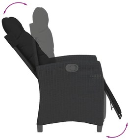 7 pcs conjunto de jantar p/ jardim c/ almofadões vime PE preto