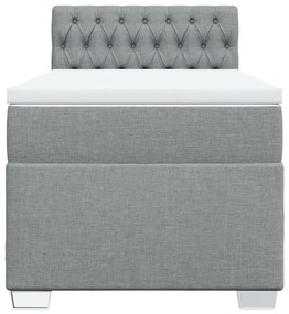 Cama com molas/colchão 90x190 cm tecido cinzento-claro