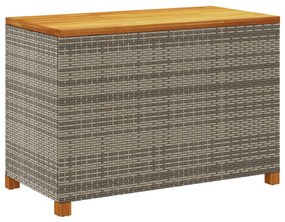 Caixa arrumação jardim 110x55x63 cm vime PE/acácia maciça cinza