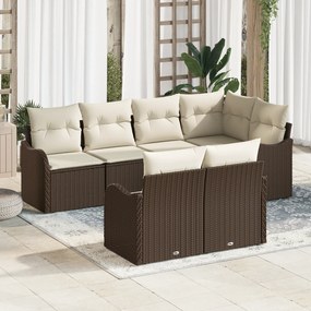 Conjunto de Sofá de Jardim vidaXL 7 peças com Almofadas Rattan Sintéti