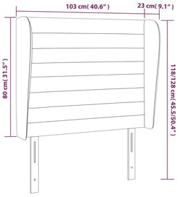 Cabeceira cama c/ abas veludo 103x23x118/128 cm cinzento-claro