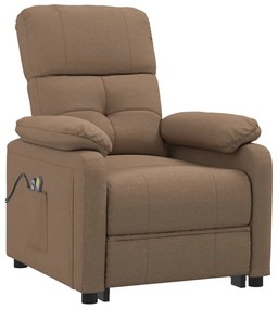 Poltrona de massagens elétrica reclinável tecido castanho