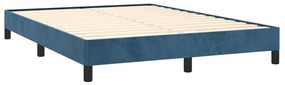 Estrutura de cama sem colchão 140x200 cm veludo azul-escuro