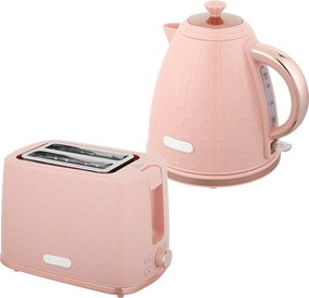 HOMCOM Conjunto Chaleira e Torradeira Chaleira de Aquecimento Rápido 1,7 L 2200W com Desligamento e Torradeira de 2 Fatias Rosa | Aosom Portugal