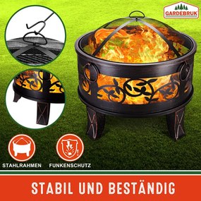 Braseira Jardim em aço Ø66cm aspeto antigo Preto com reflexos bronze