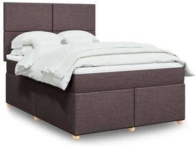 vidaXL Cama com molas/colchão 140x200 cm tecido castanho-escuro