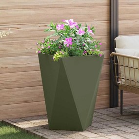 vidaXL Floreira Verde Oliva 50 x 50 x 75 cm Aço