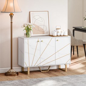 Aparador de Sala, 107 x 35 x 75 cm, Prateleiras Reguláveis, Branco