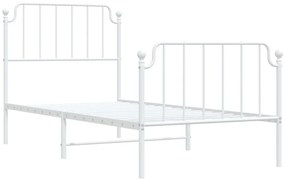 Estrutura de cama com cabeceira e pés 90x190 cm metal branco