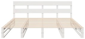Cama sem colchão 200x200 cm madeira de pinho maciça branco