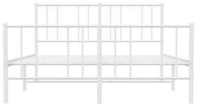 Estrutura de cama com cabeceira e pés 120x190 cm metal branco