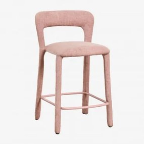 Pacote De 2 Bancos Altos Com Encosto Estofado Brusel ↑65 Cm & Tecido Chenille Rosa Quartzo - Sklum