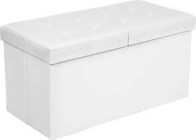 Banco arrumação com tampa articulada 76 x 38 x 38 cm Branco