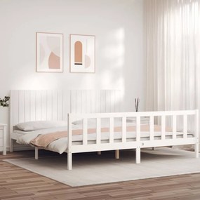 Cama sem colchão 200x200 cm madeira de pinho maciça branco