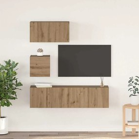 Conjunto de móvel de TV 4 pcs carvalho artisiano