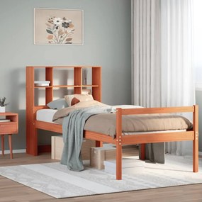 vidaXL Cama com estante sem colchão 75x190 cm madeira maciça