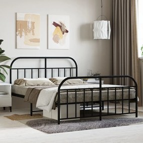 vidaXL Estrutura de cama com cabeceira e pés 140x200 cm metal preto