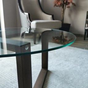 Mesa de Centro Yuvarlak Cam Orta Sehpa S300 – Nogueira – 80x41x80 cm