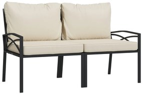 6 pcs conjunto lounge de jardim aço c/ almofadões areia