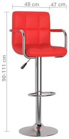 Bancos de bar 2 pcs couro artificial vermelho