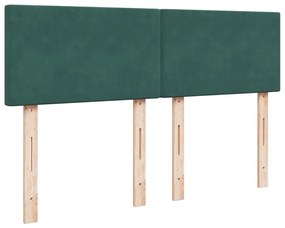 Cama com molas/colchão 160x200 cm veludo verde-escuro