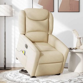 Poltrona elétrica elevatória massagens tecido creme