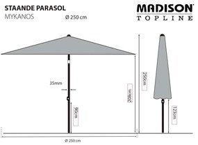 Madison Guarda-sol Mykanos 250 cm cor cru