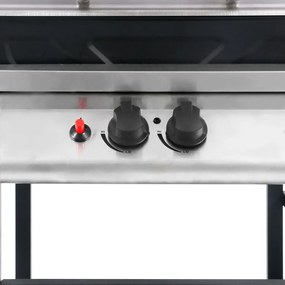 Grelhador/BBQ gás mesa de apoio 3 prateleiras preto e prateado