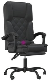 Cadeira escritório massagens reclinável couro artificial preto