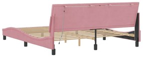 Estrutura de cama c/ luzes LED 180x200 cm veludo rosa