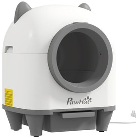 PawHut Caixa de Areia Autolimpante para Gatos 80 L com Eliminação de Odores e Controlo por APP 55,5x51x60 cm Branco | Aosom Portugal