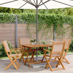 vidaXL 5 pcs conjunto jantar jardim tecido/madeira cinza-acastanhado