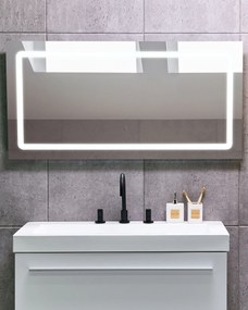 Espelho de parede prateado com iluminação LED 120 x 60 cm BENOUVILLE Beliani