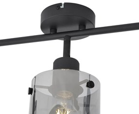 Foco de teto de design preto com vidro fumê 3 luzes - Domo Moderno