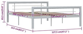 Estrutura de cama 120x200 cm metal cinzento e branco