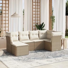 vidaXL 6 pcs conjunto de sofás p/ jardim com almofadões vime PE bege