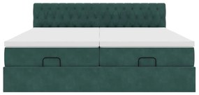Estrutura de cama otomana com colchão verde escuro veludo