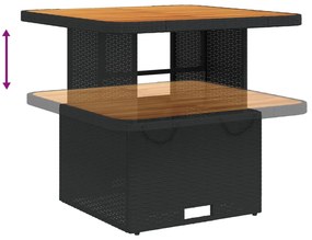 2 pcs conjunto sofás de jardim com almofadões vime PE preto