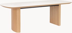 Mesa de jantar oval em madeira com tampo efeito mármore Gavriel, 210 x 100 cm