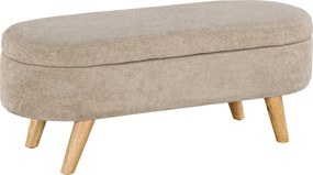 Banco para Pé de Cama Banco de Armazenamento com Pés de Madeira e Assento Acolchoado 110x40x43 cm Bege