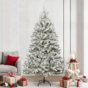 vidaXL Árvore de Natal Artificial Verde e Branco 240 cm PVC e Metal