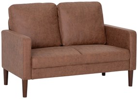Sofá de 2 Lugares Estofado em Microfibra Sofá Moderno com Pés de Madeira Apoio de Braços 130x78x85 cm Castanho