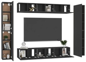 10 pcs conjunto de móveis de TV derivados de madeira preto