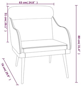 Cadeira com apoio de braços 63x76x80 cm veludo cor creme