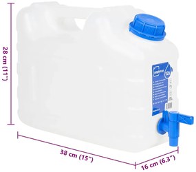 Recipiente de água com torneira transparente 10 L plástico