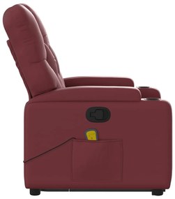 Poltrona massagens reclinável couro artificial vermelho tinto