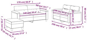 3 pcs conjunto sofás c/ almofadões microfibra cinza-acastanhado