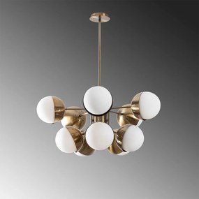 Candeeiro de Teto Karsor – Dourado e Branco – 68 x 68 cm