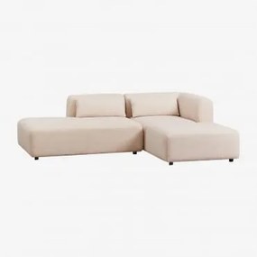 Sofá Modular De Canto De 2 Peças Com Chaise-longue Esquerda E Pufe Fogler Chenille Creme Bege - Sklum